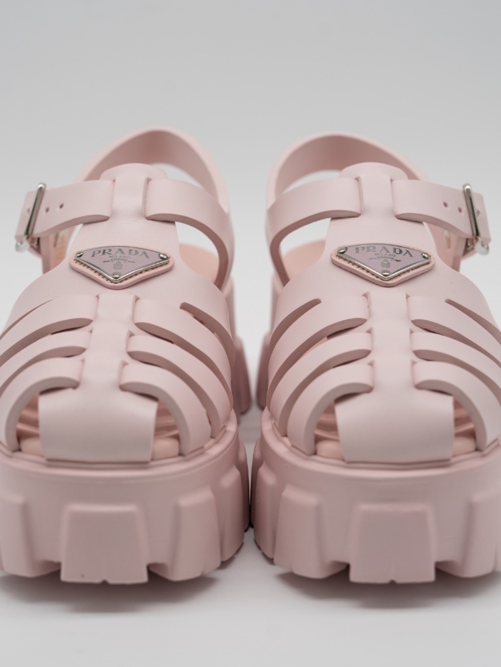 Prada Fisherman Platform Sandals Cage Pink Rubber Women's size 39 eu 9 US - Picture 2 of 12